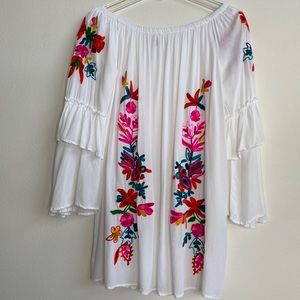 Beachy Boho embroidered shirt with flounce sleeves Florida Beachside Bou…
